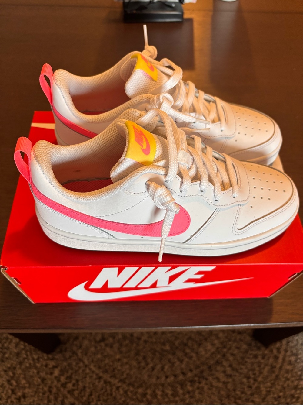 Nike Low-Top Sneakers - White with Pink and Yellow Accents